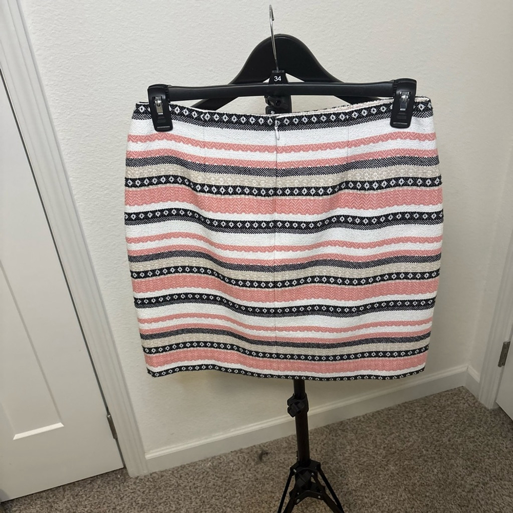 LOFT Striped Woven Mini Skirt Pink Black Boho Women’s Size 8 - Picture 4 of 6